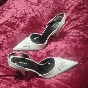 Versace White Pointed Toe Heels